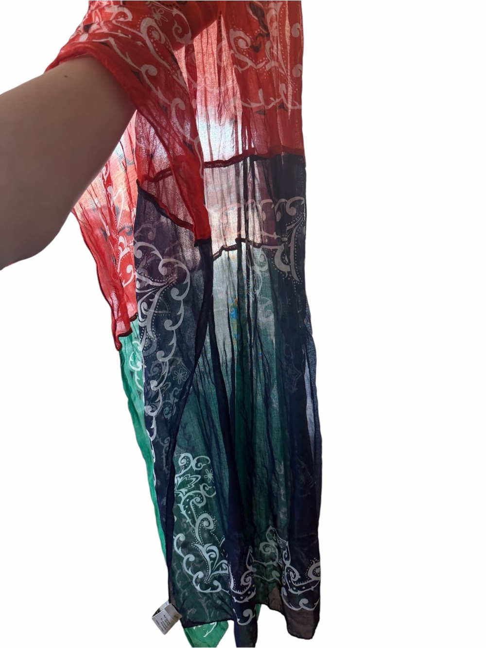 Destin Patchwork Bandana Scarf in Green, Red & Navy made in Italy - Picture 6 of 10